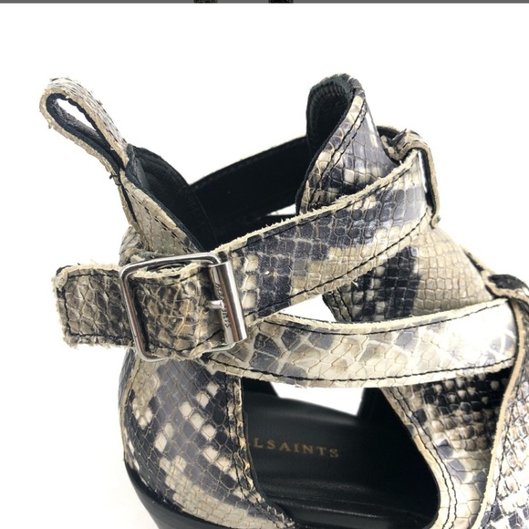 All Saints Snakeskin Print Darcy Pointed Toe Leather Booties Size 8 NWT. - Picture 5 of 13
